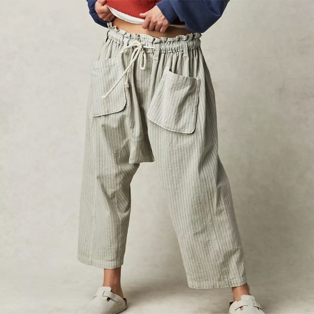 Free People Striped Cream Pants